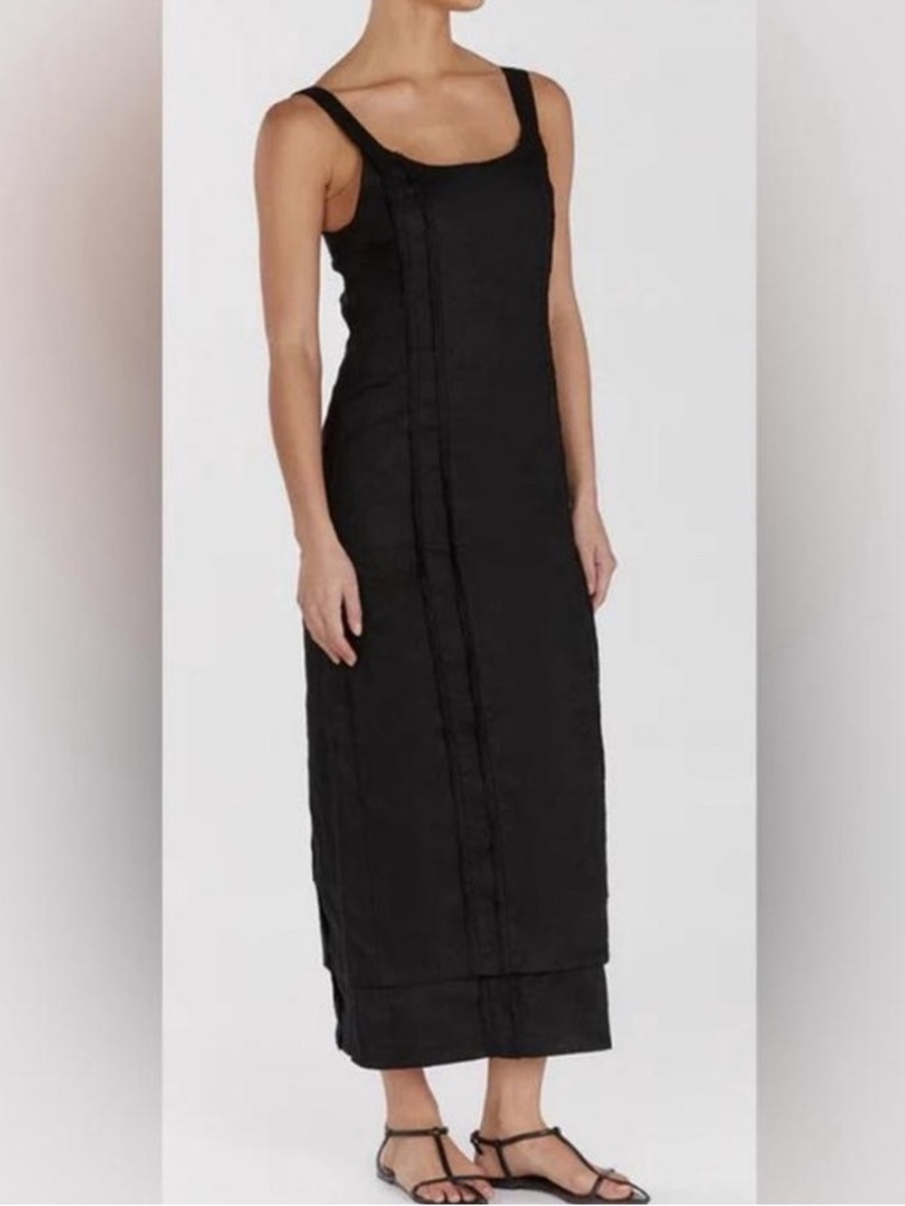 NWT DISSH Black Linen Midi Dress Size AU 6/US 2
